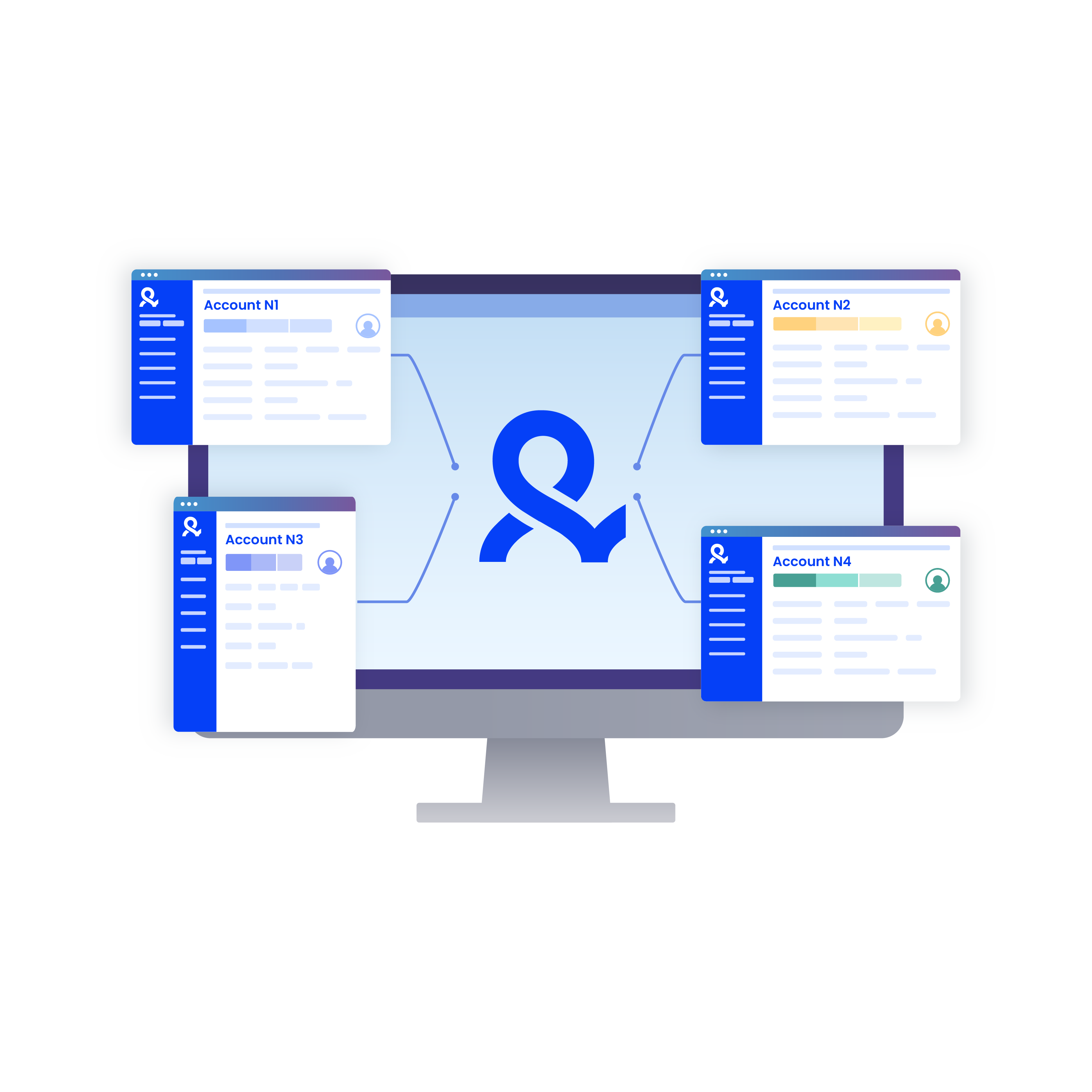 Visual showing a user managing multiple online profiles through Multilogin, demonstrating efficient multi-account manager features.