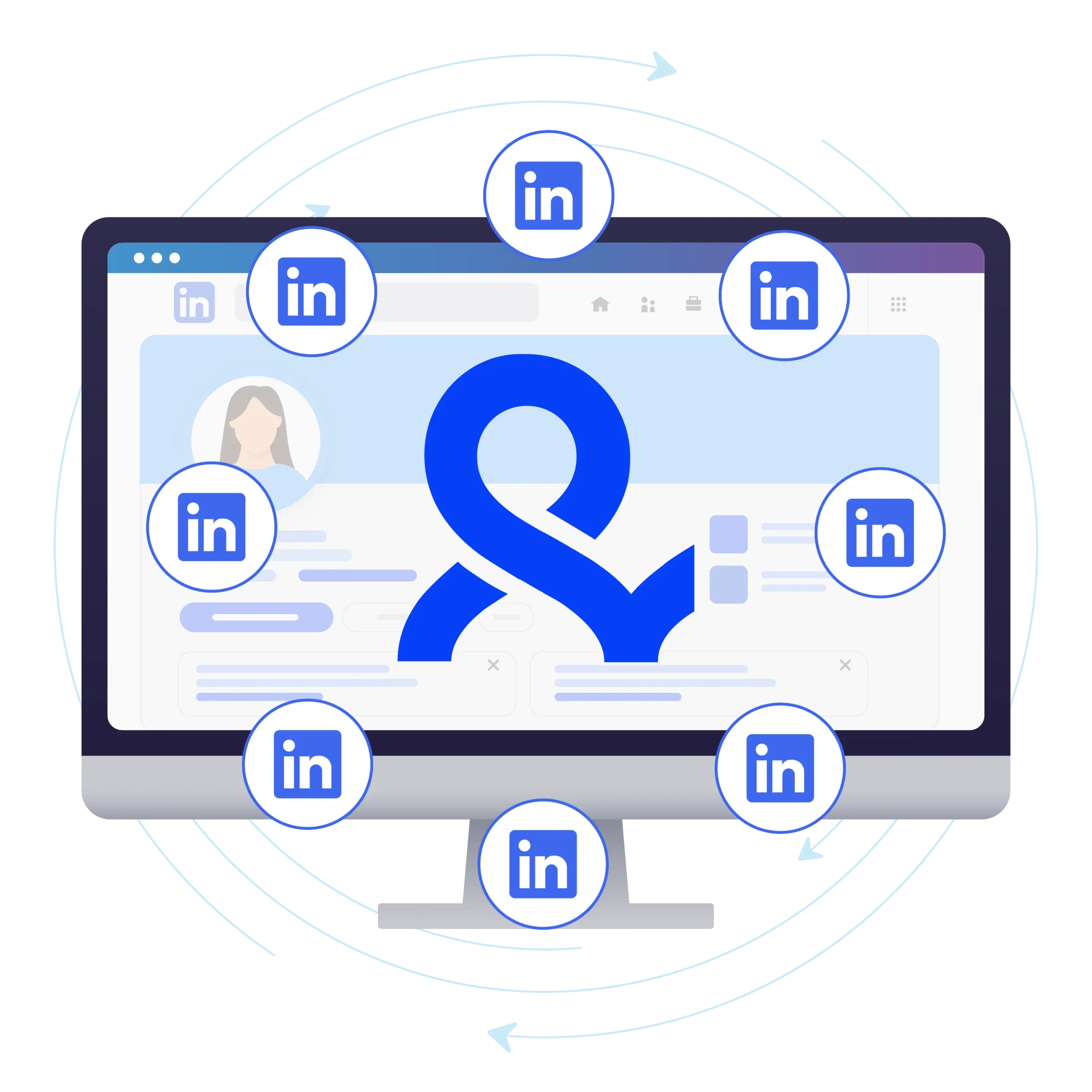 Imagem que mostra o processo de execução de várias contas do LinkedIn em um único dispositivo com o Multilogin.