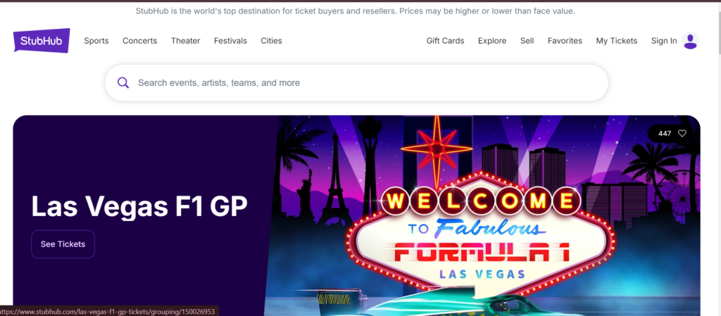 Ticketmaster alternative: StubHub homepage