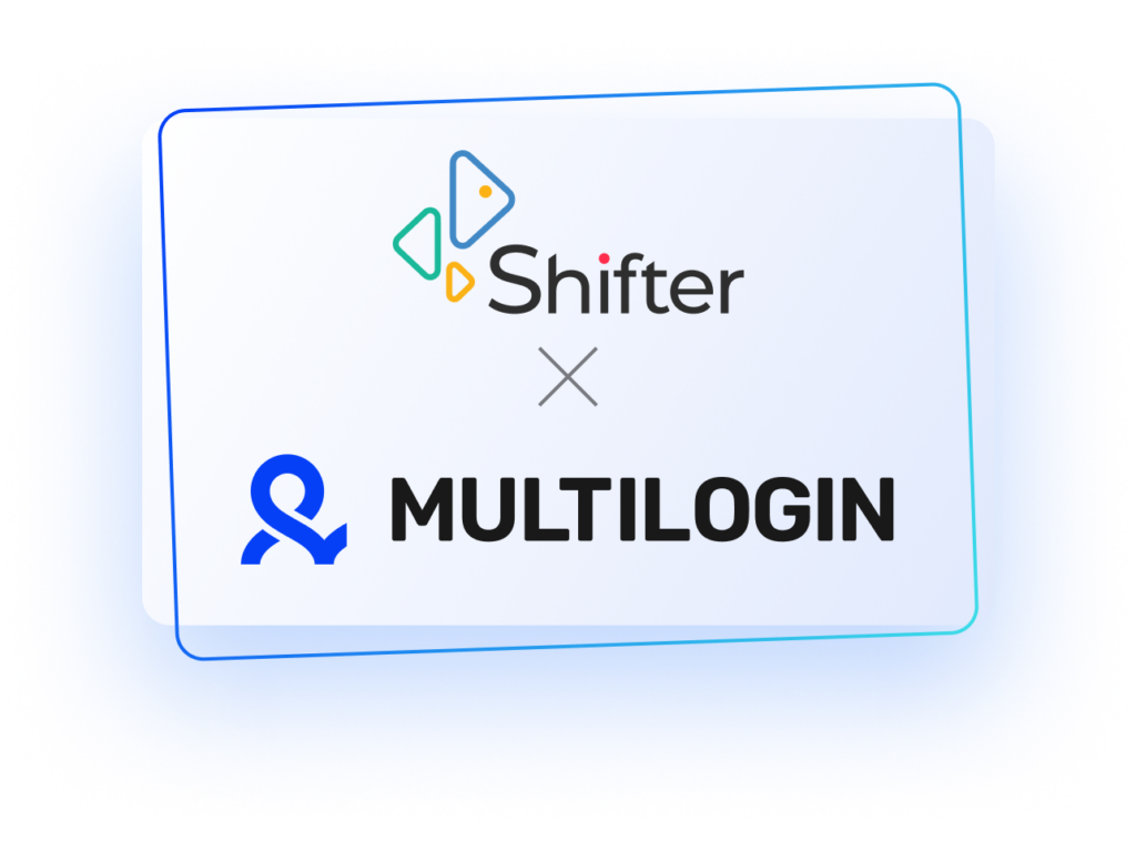 Shifter and Multilogin partnership displayed with clean branding and outlined design.