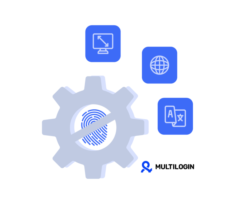 Anti-fingerprint browser setting icon displaying the ability to mask a laptop as a mobile device for enhanced privacy.