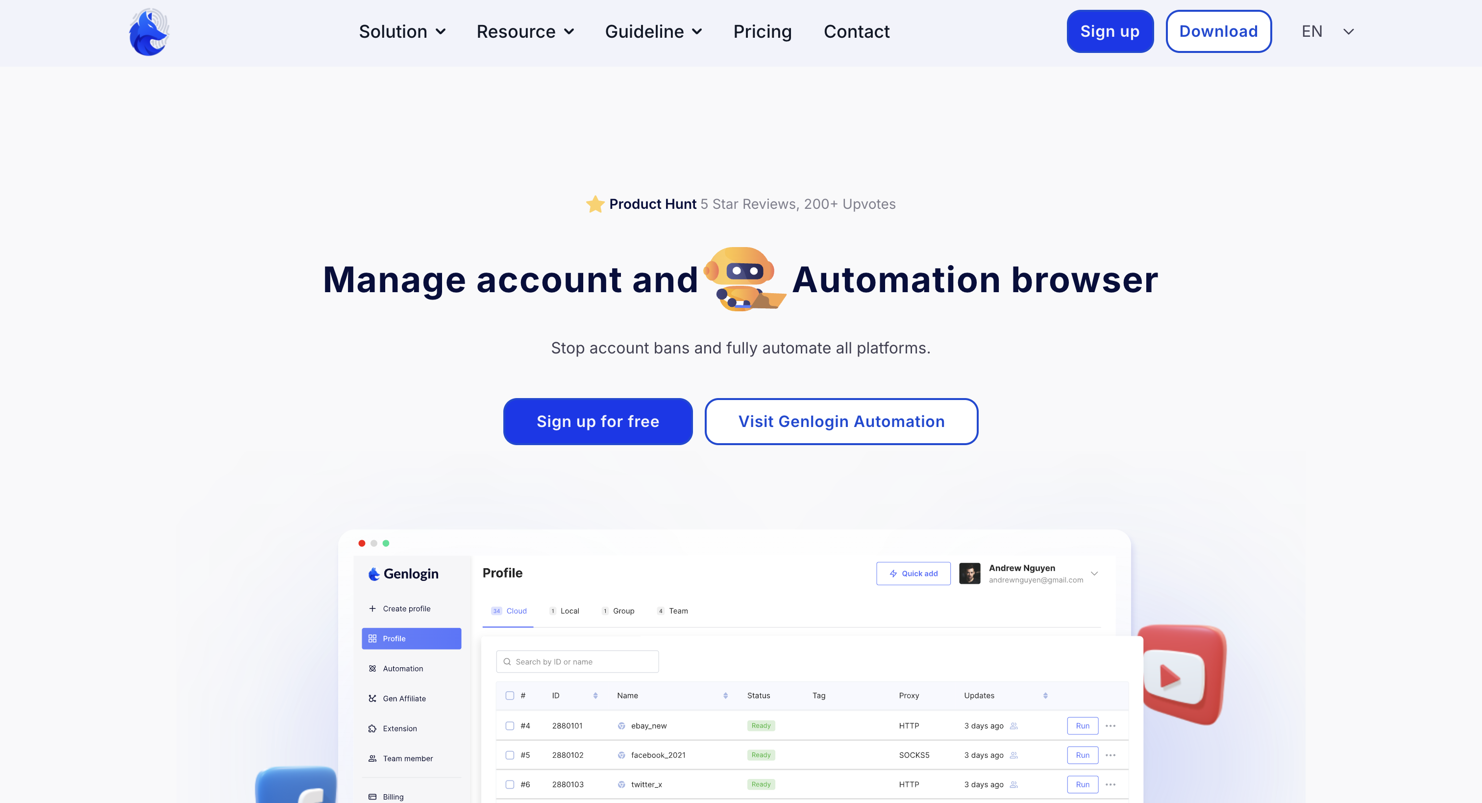 Genlogin interface 