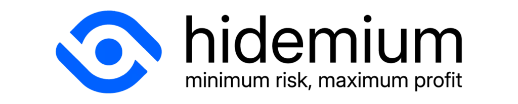 Hidemium logo featuring a sleek, modern design with bold typography.