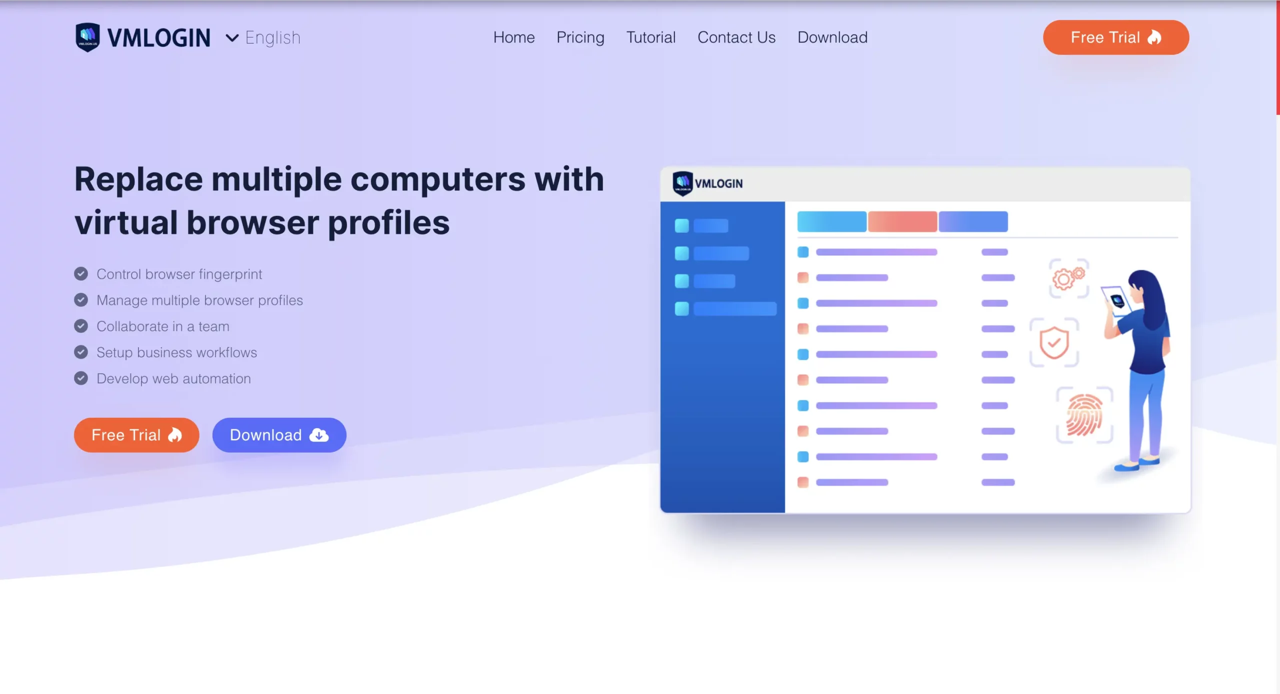 VMLogin interface designed for simple multi-account access with flexible pricing options