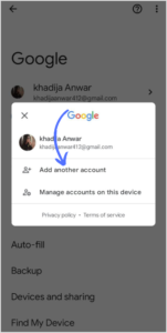 Mobile device signup to google