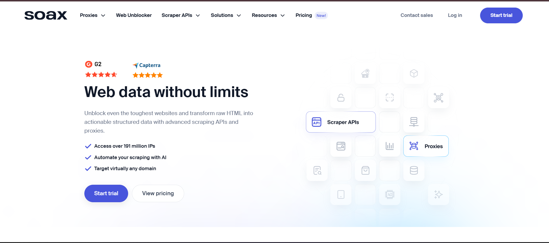 soax proxy review homepage screenshot