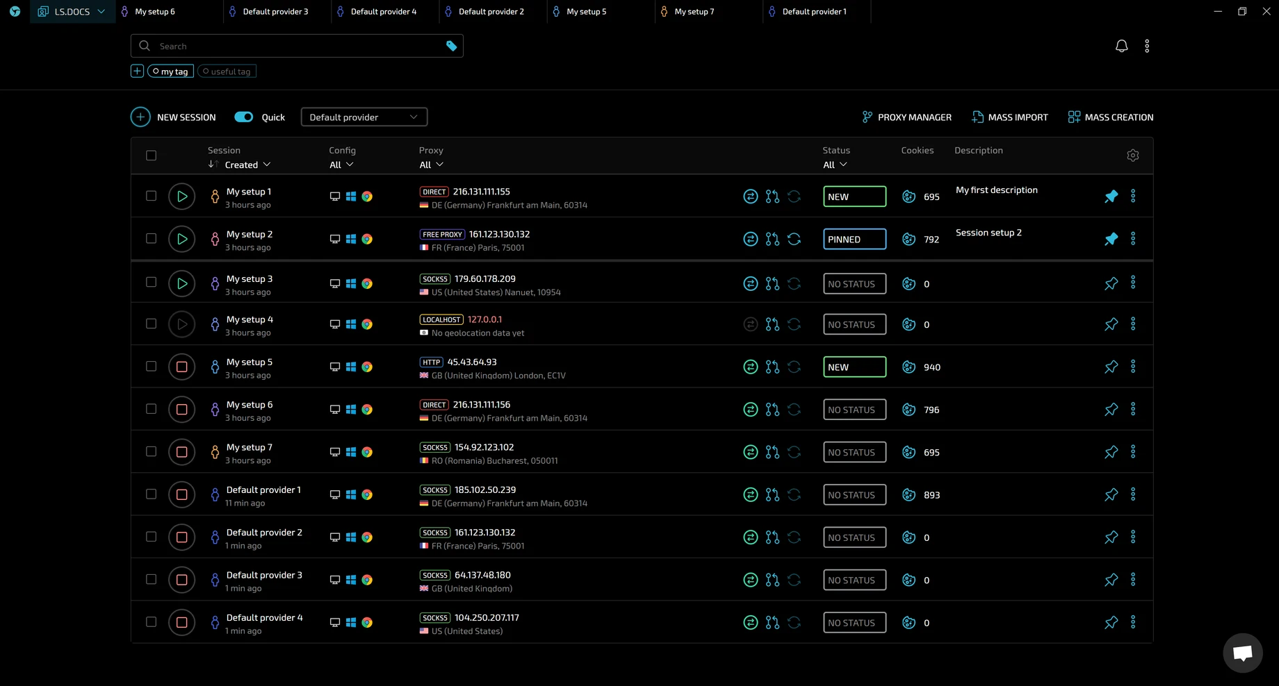 Linken Sphere interface