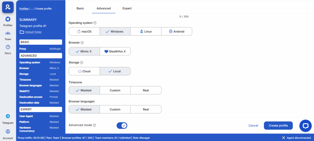 Create Browser Profiles 