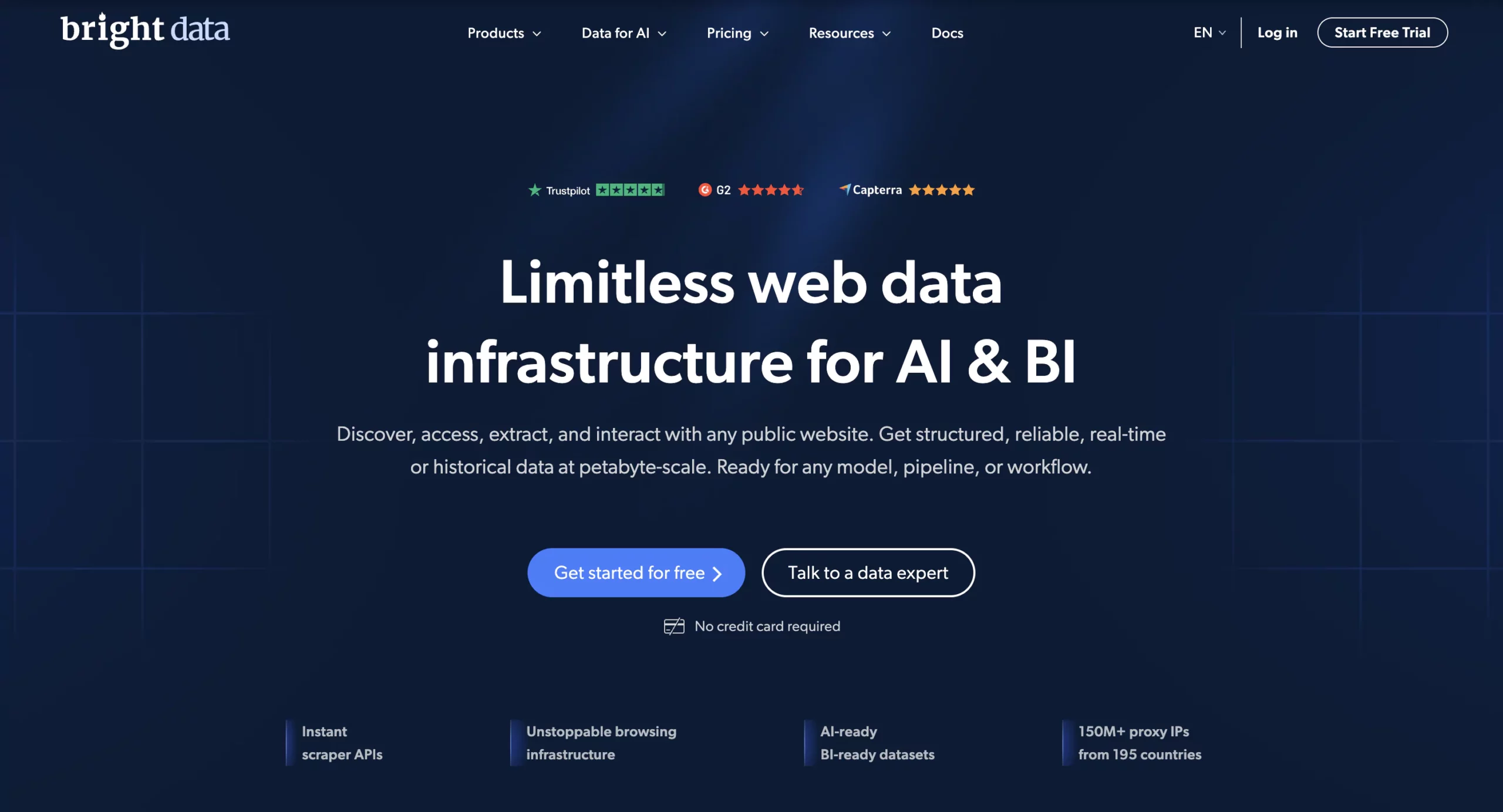 Bright Data homepage