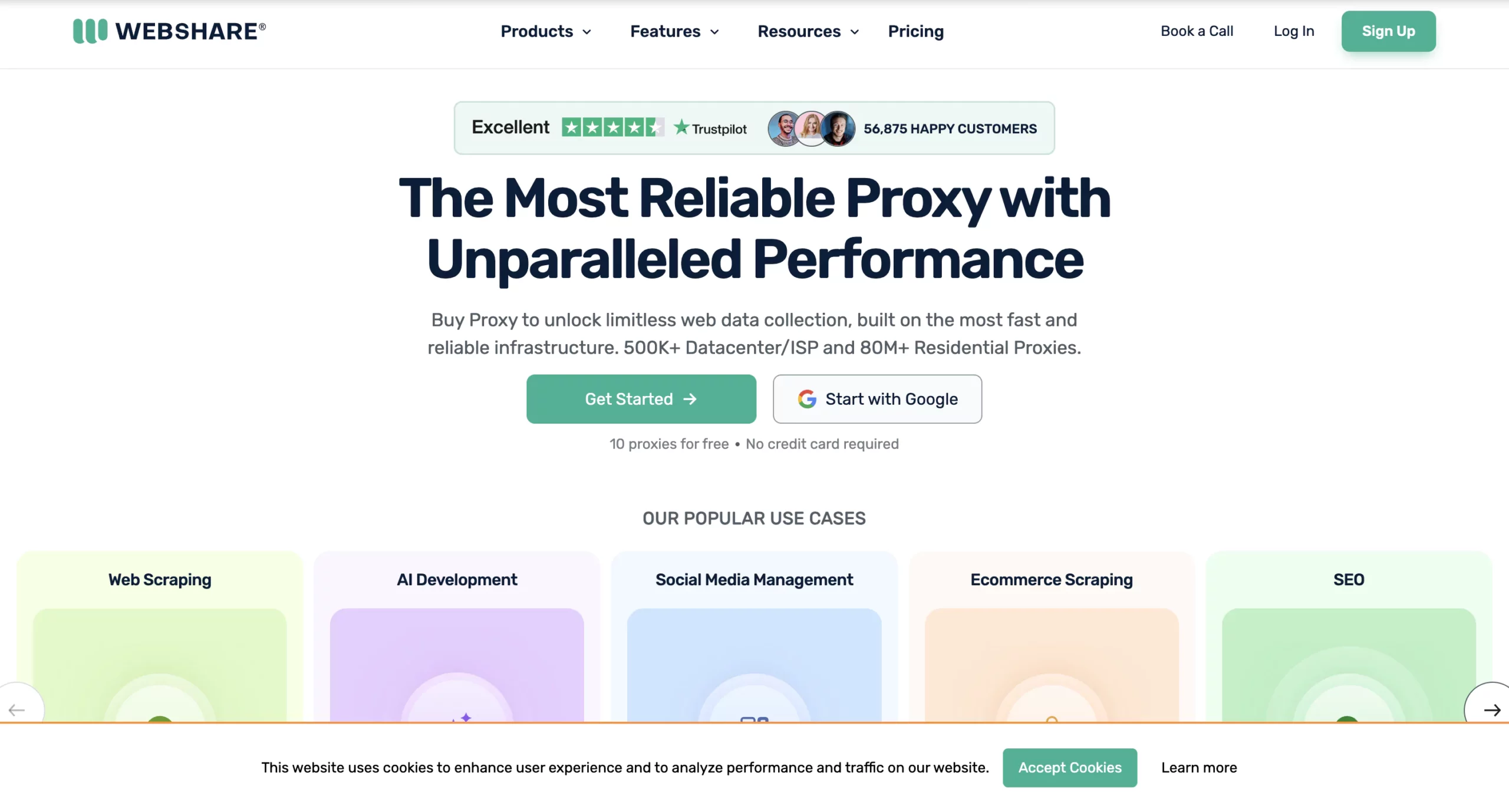 Webshare homepage