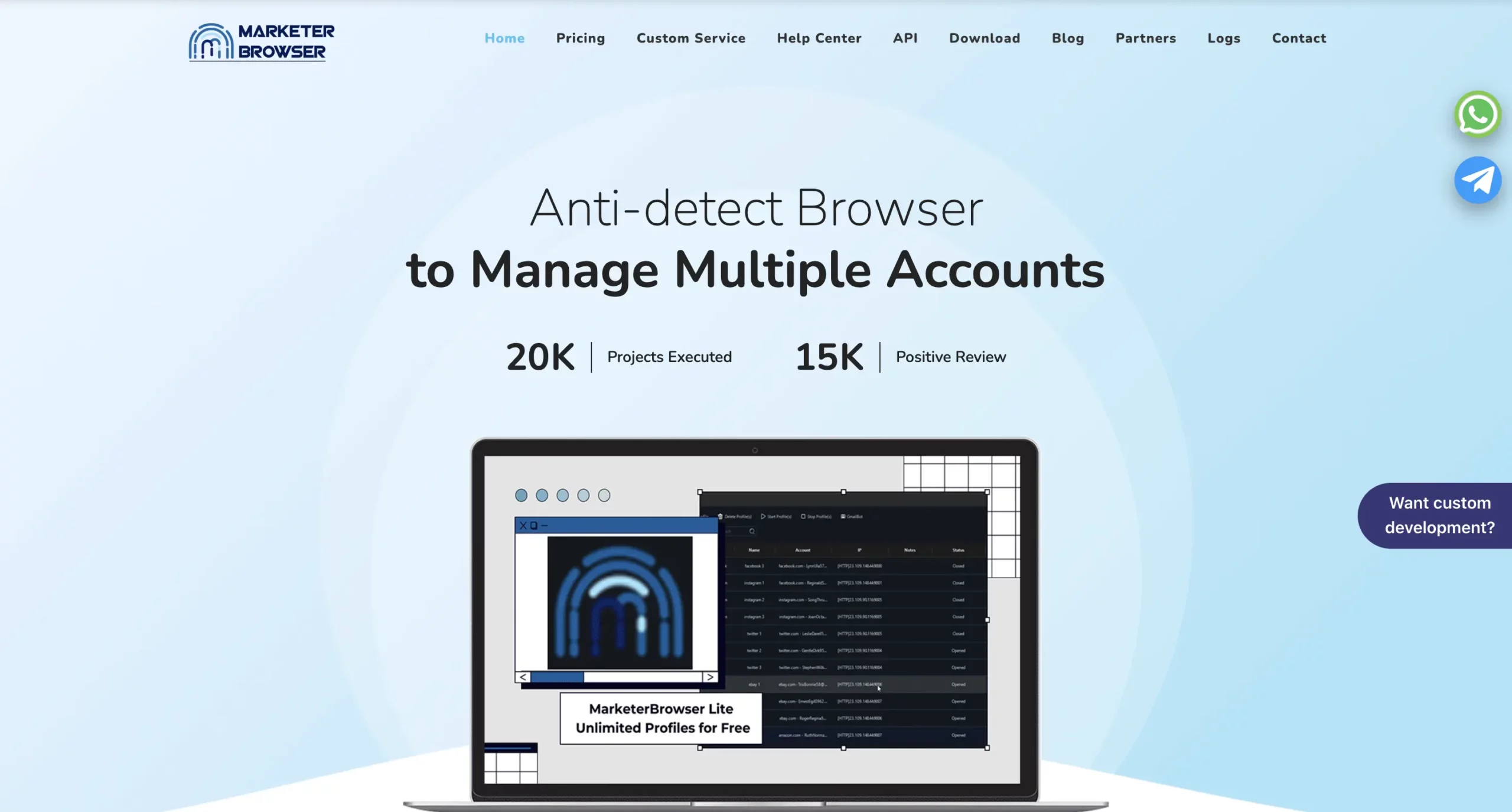 Marketer Browser Homepage