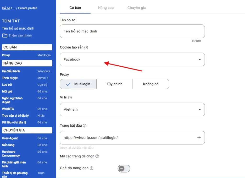 Giao diện Multilogin – cách tạo nhiều tài khoản Facebook an toàn