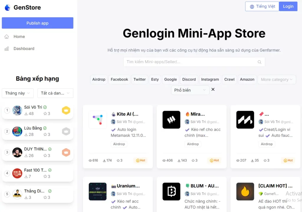 GenLogin GenMarket – kho script tự động hóa cho người dùng