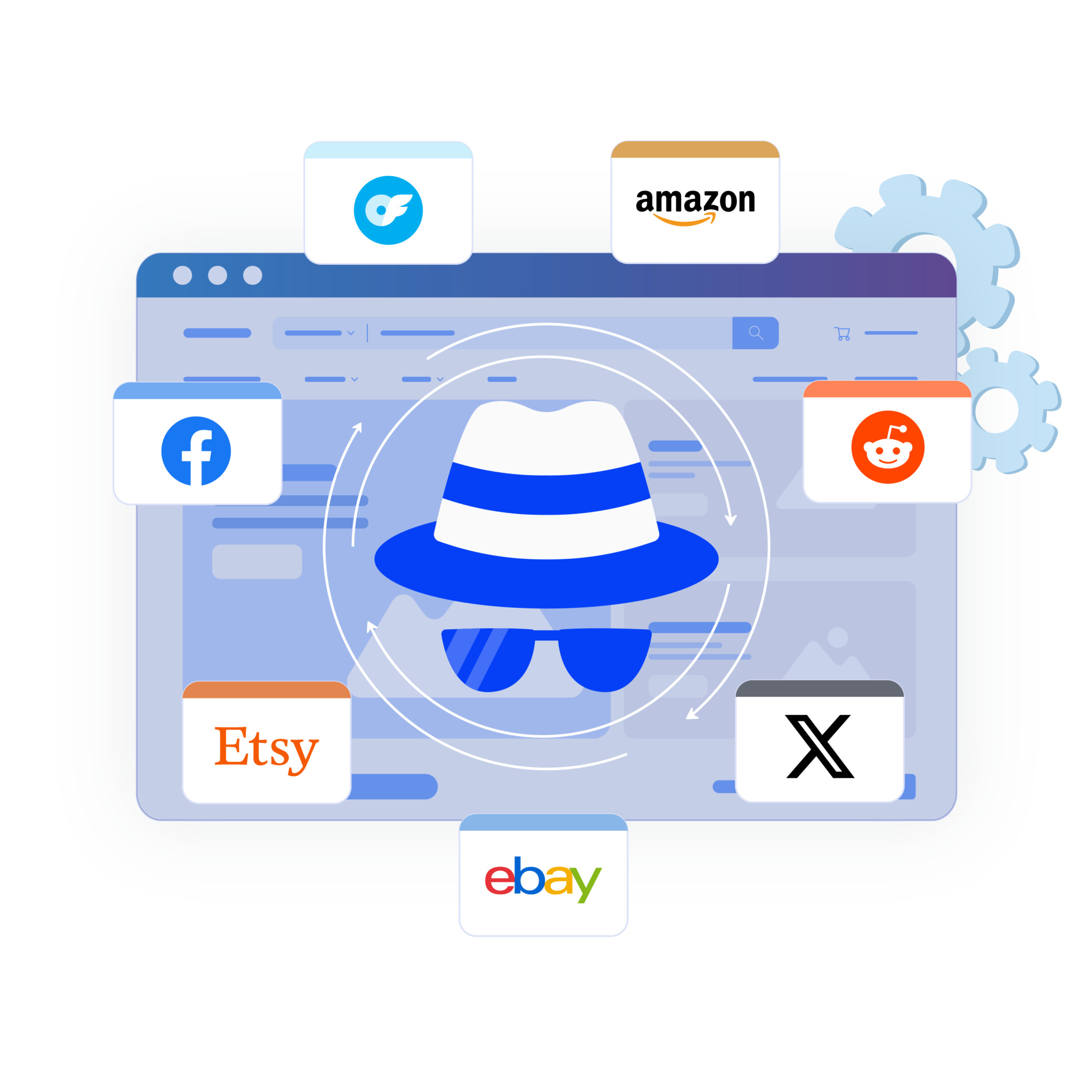 Hình ảnh minh họa giao diện trình duyệt chuyên dụng, vượt qua các hạn chế của trang web và tránh bị chặn.