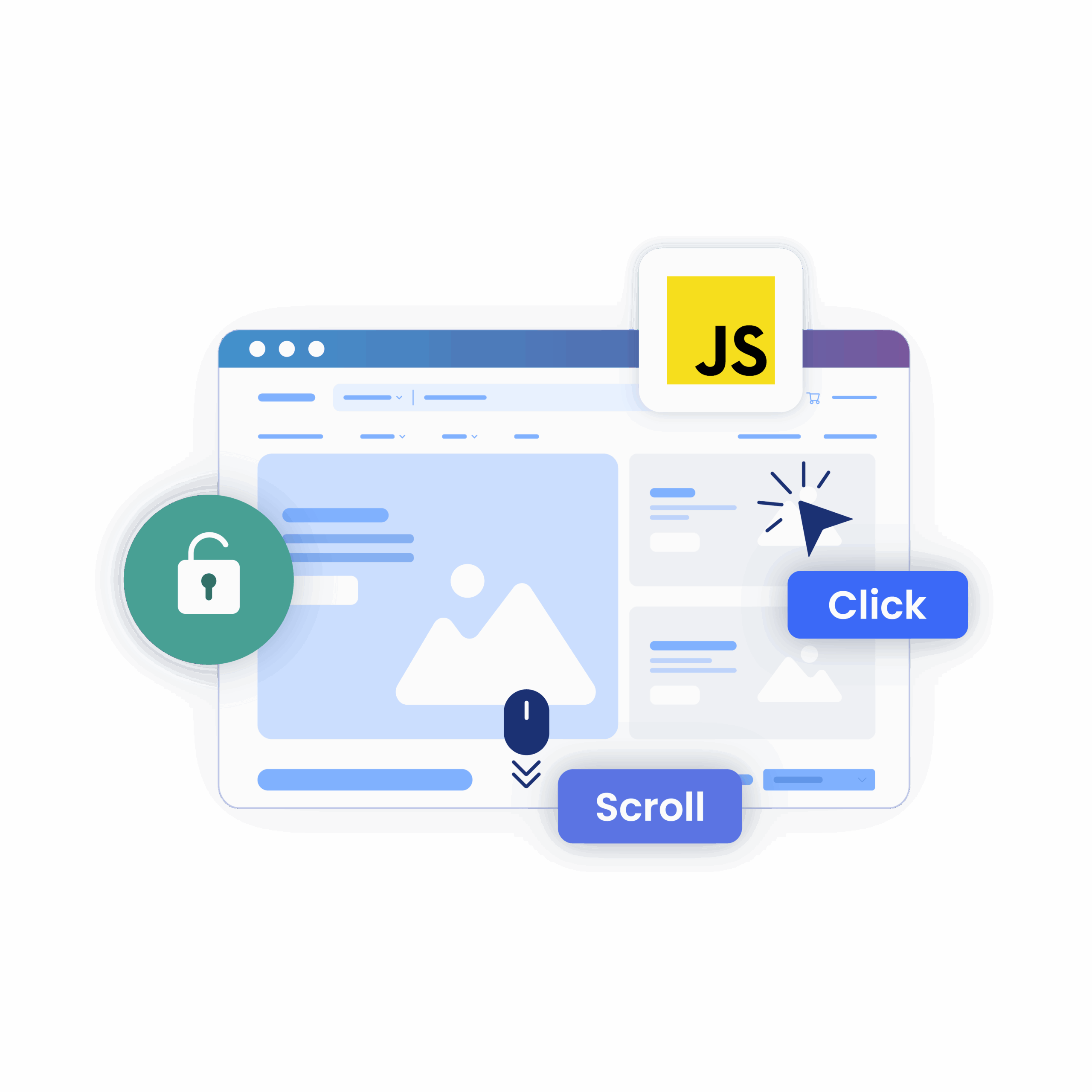 Representação gráfica da extração eficiente de dados de páginas da web com JavaScript