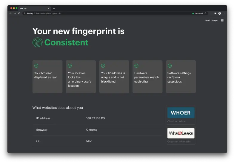 The interface of Lalicat's fingerprinting
