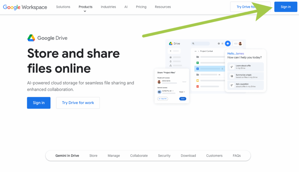 Open Google Sign In page
