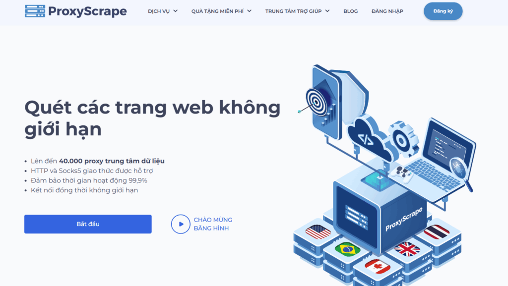 Bảng điều khiển ProxyScrape