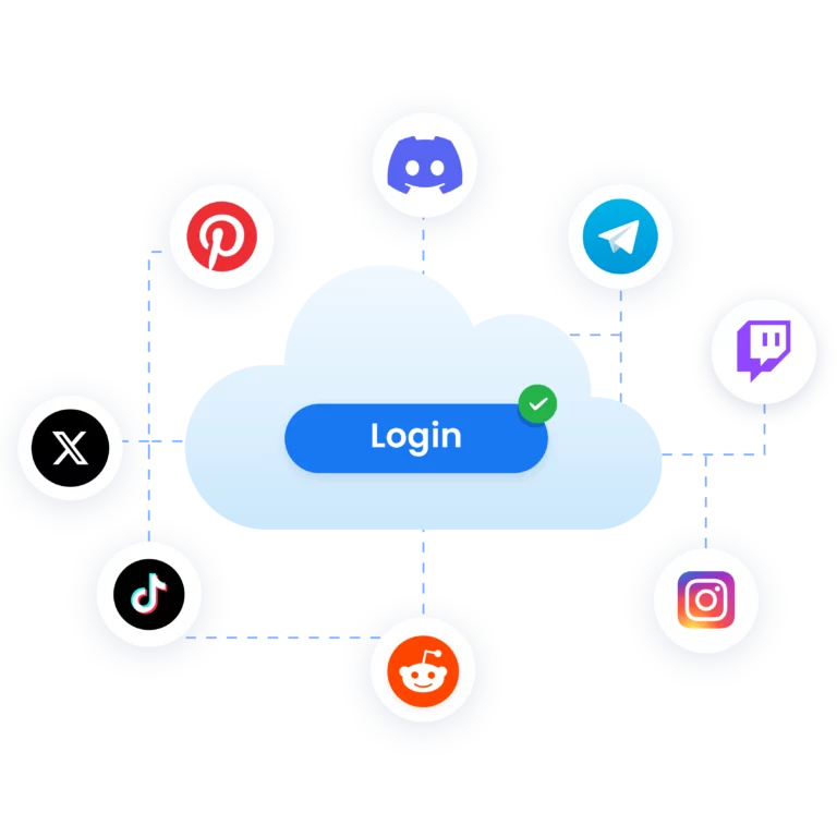 Manage social media accounts without passwords from any device