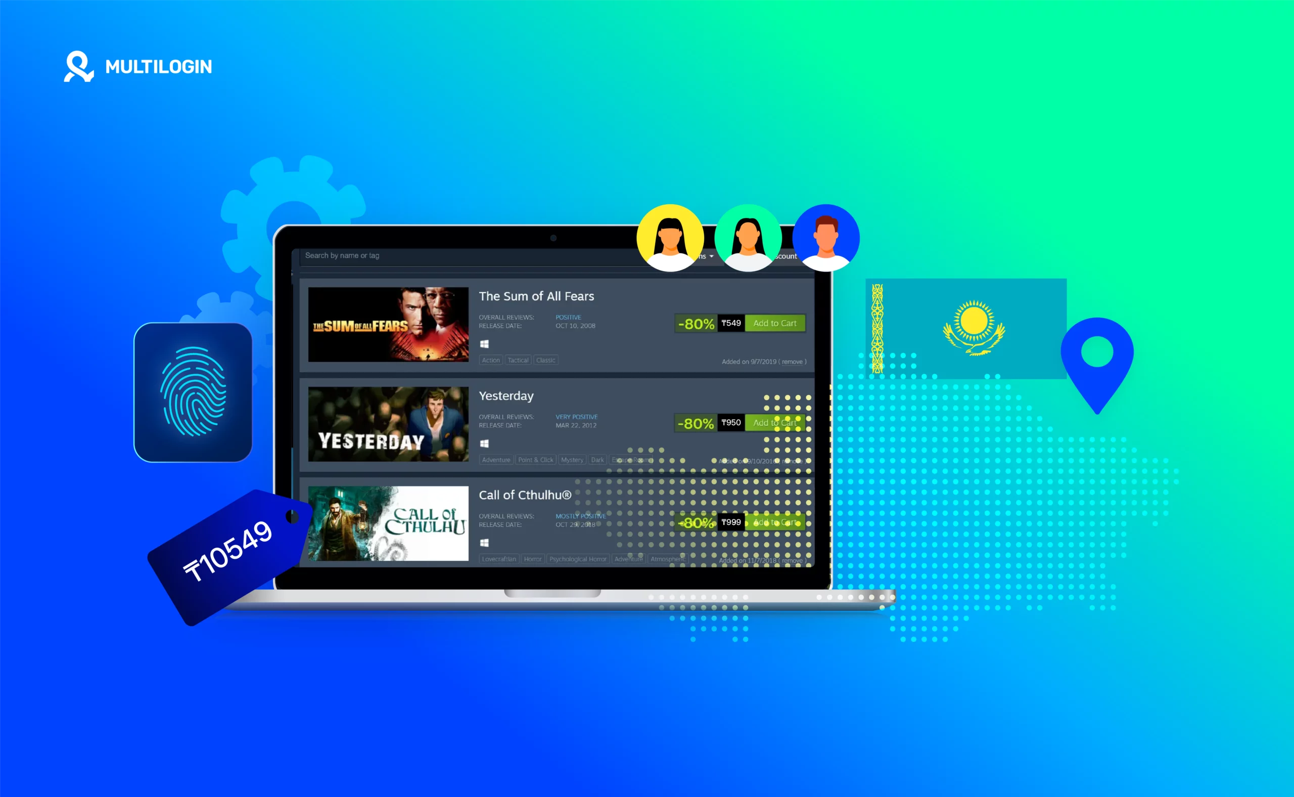 Steam Казахстан: магазин на ноутбуке, цены в тенге, флаг и карта KZ, отпечаток и профили — Multilogin и прокси