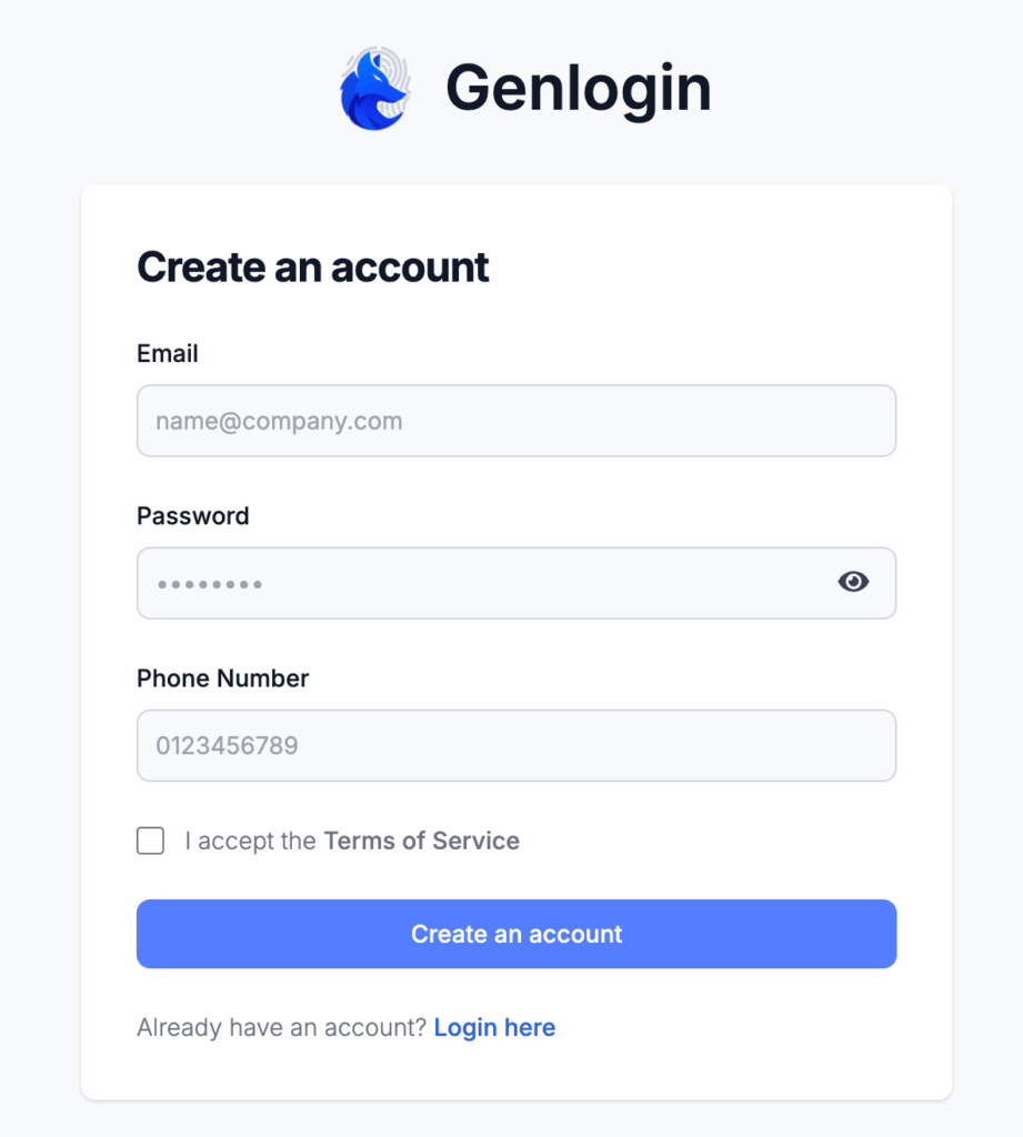 How to sign up to GenLogin