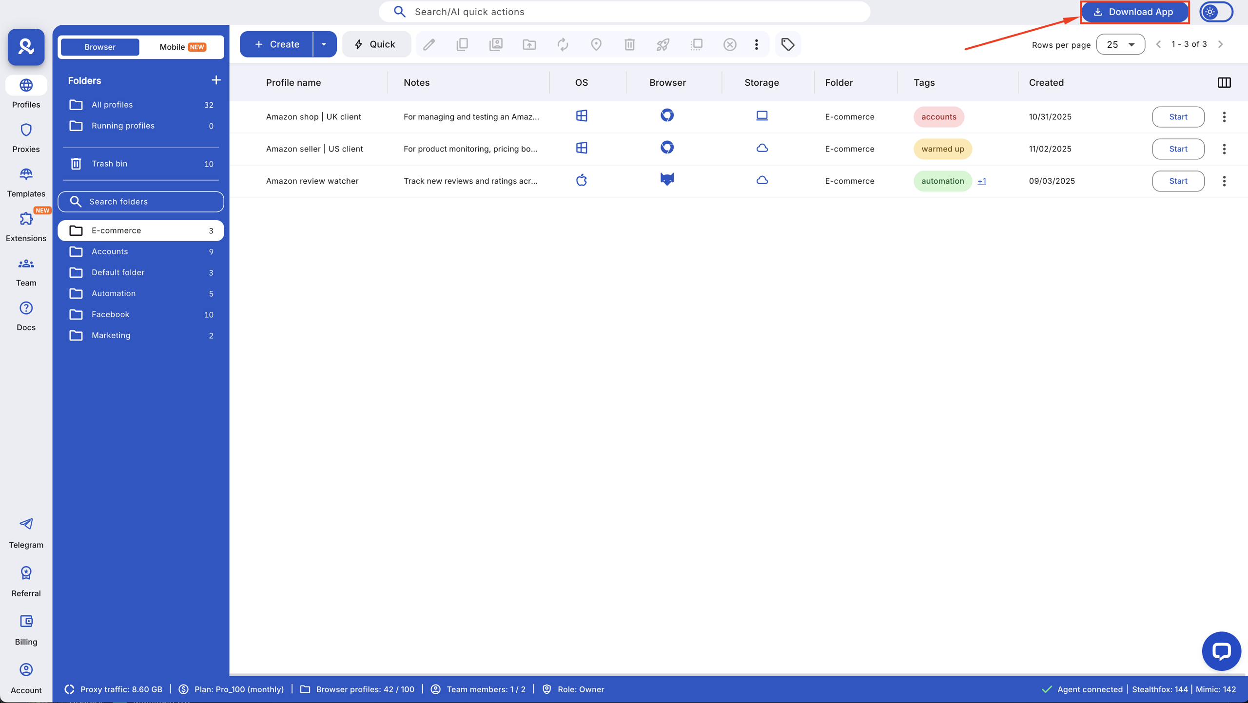Already have a subscription? Log in to the Multilogin X web version and click “Download app” in the top left corner.