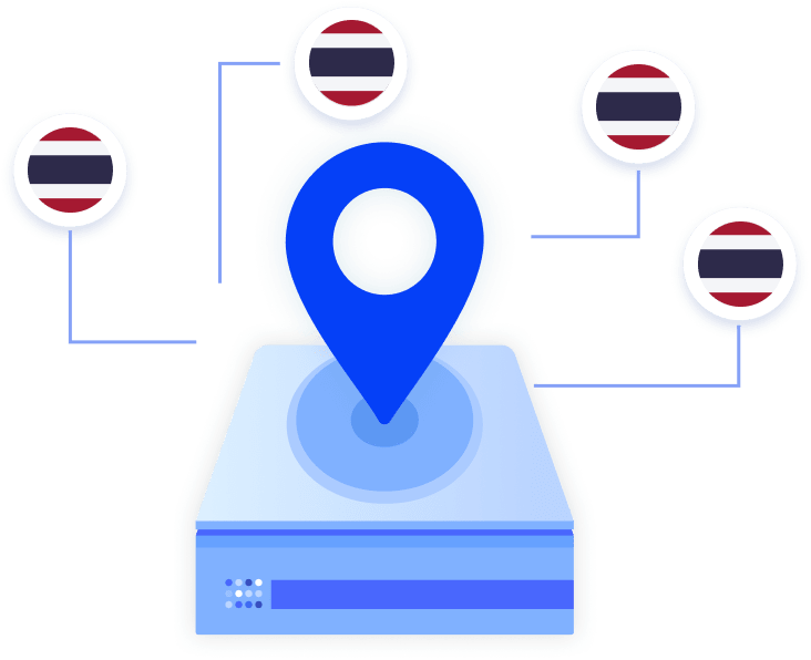 Thailand proxy location targeting in Multilogin with map pin connected to multiple Thai IP nodes.