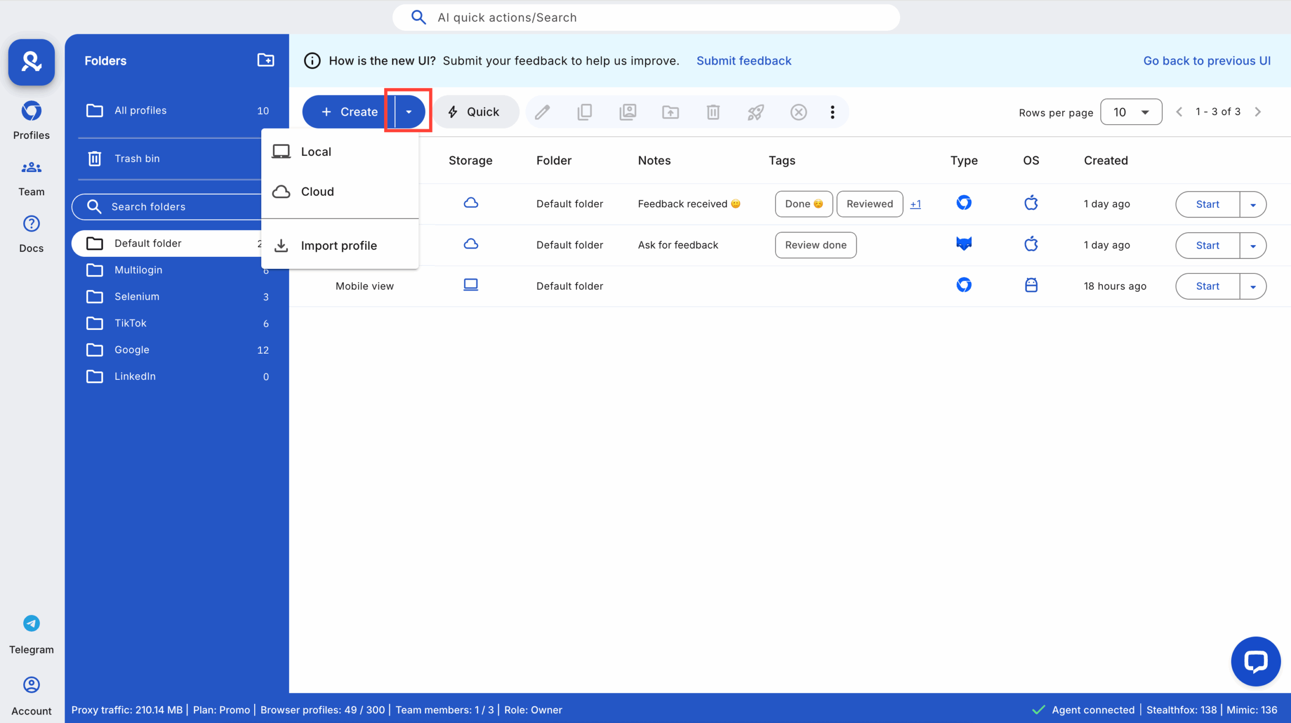Multilogin Cloud And Local Storage