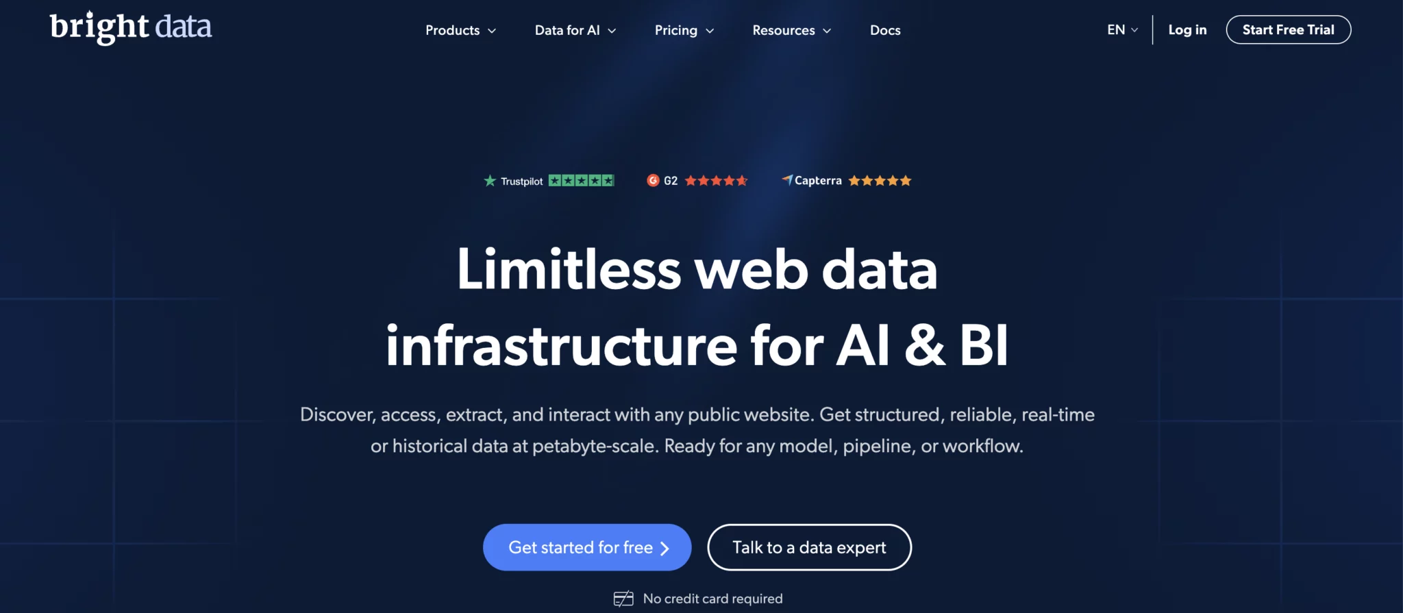 Главная страница Bright Data: инфраструктура веб-данных и прокси-решения для масштабной работы