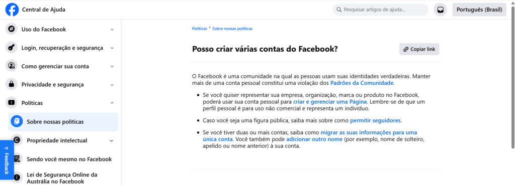 Posso criar várias contas do Facebook?