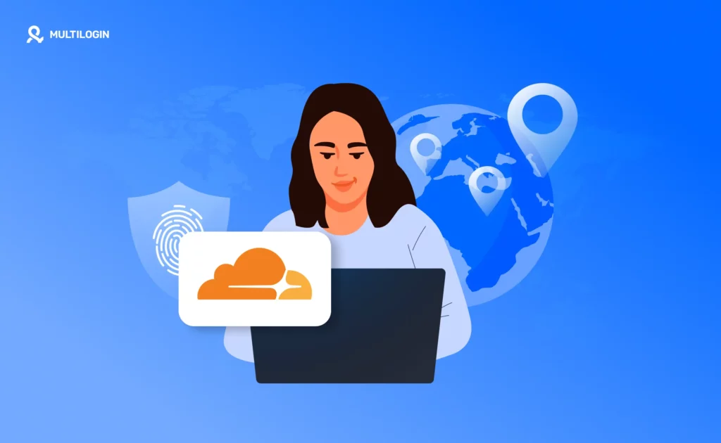 Иллюстрация работы с сайтами под защитой Cloudflare с использованием браузерной среды Multilogin