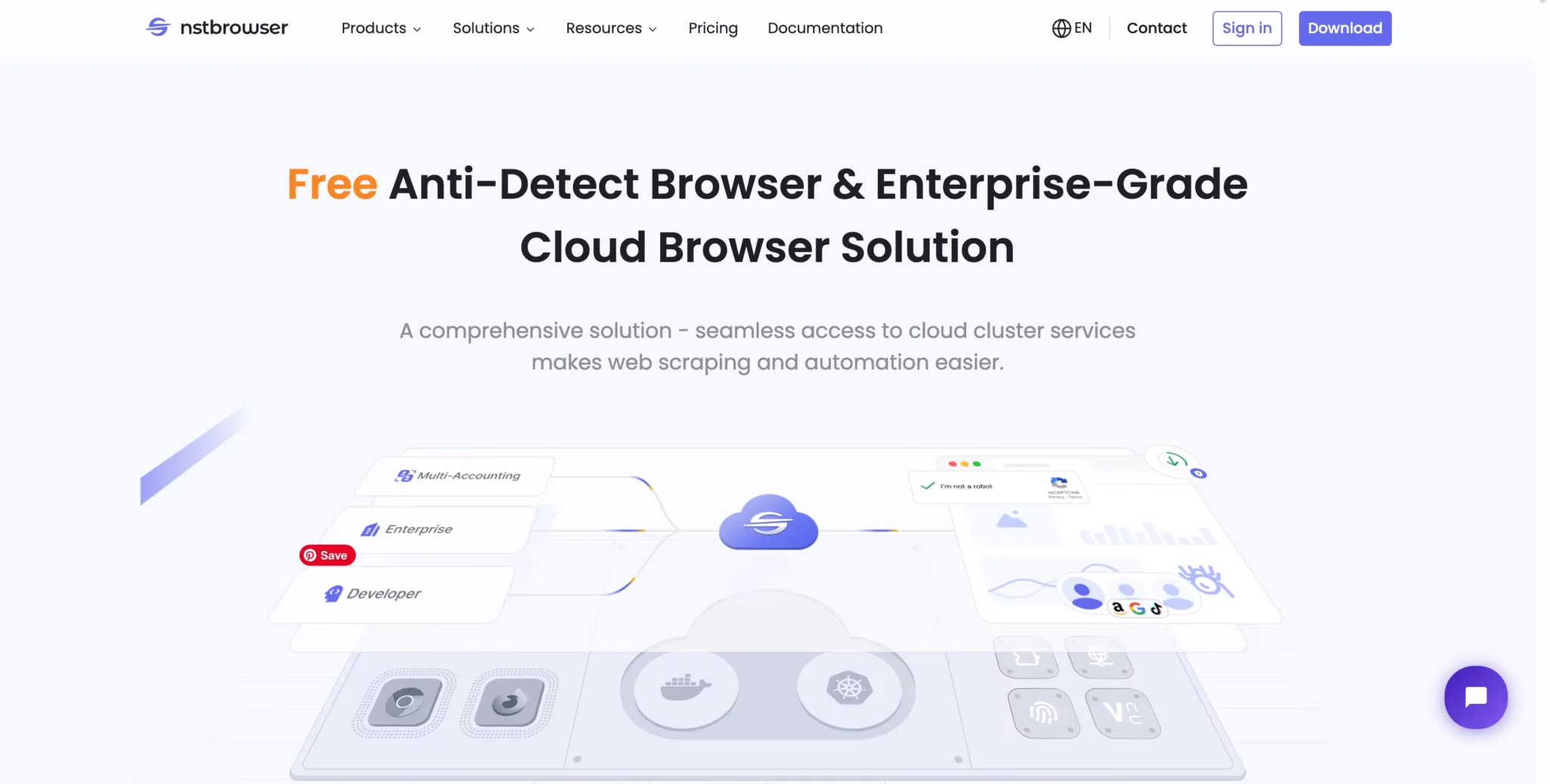 Главная страница Nstbrowser — антидетект браузер и облачное решение для базового мультиаккаунтинга и автоматизации