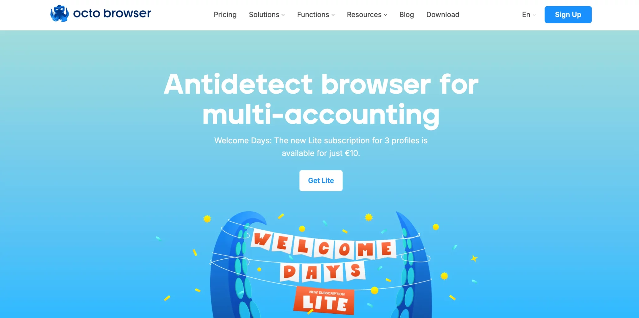 Главная страница Octo Browser — антидетект браузер для мультиаккаунтинга с простым интерфейсом и доступными тарифами