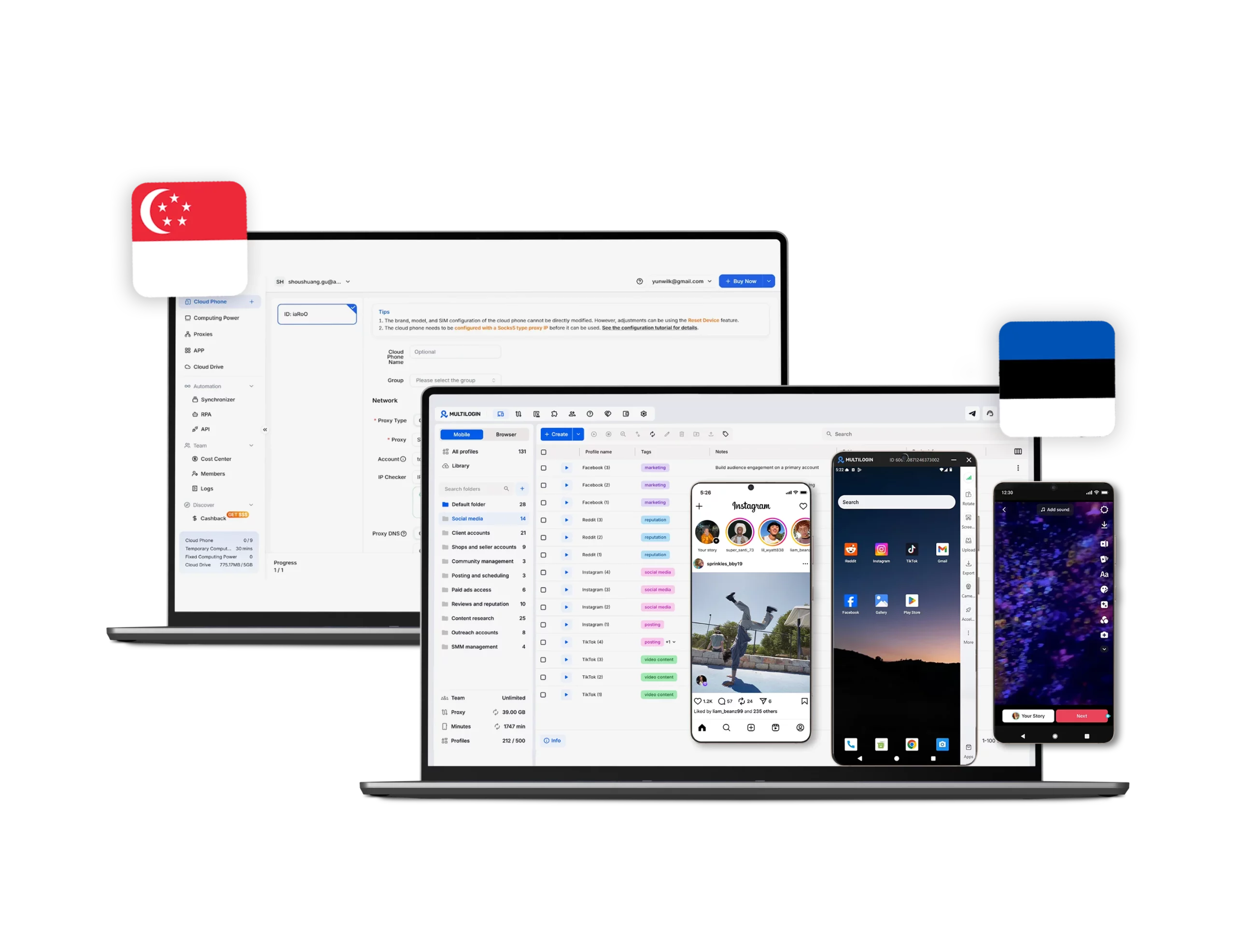 DuoPlus vs Multilogin comparison dashboard for multi-account management