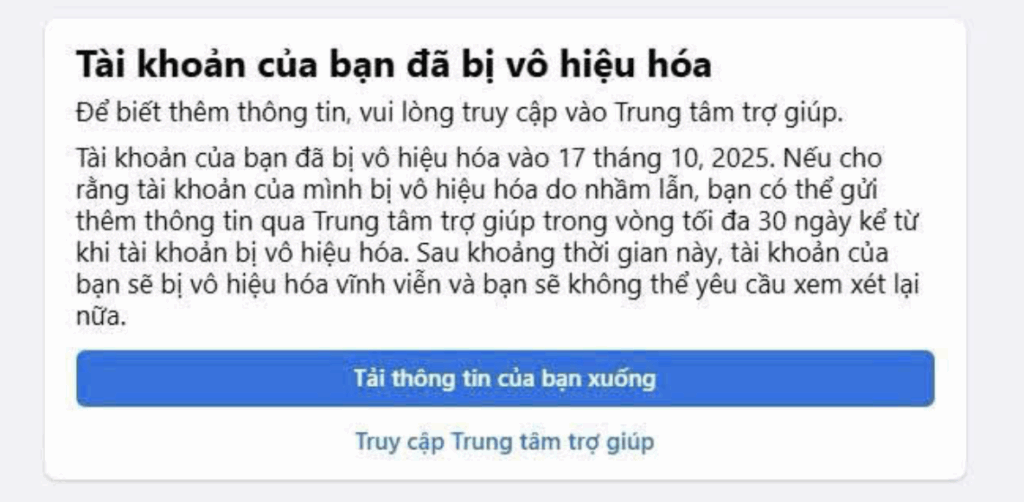 nguyên nhân tài khoản của bạn đã bị vô hiệu hoá - 2026 