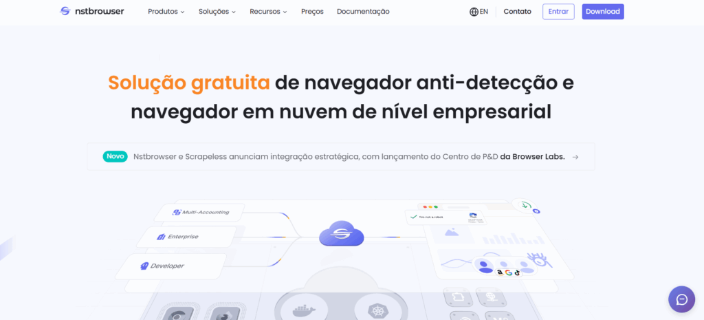 Página inicial: Nstbrowser