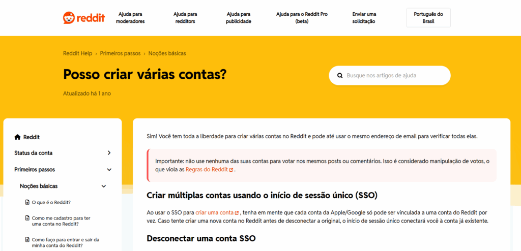 Posso criar várias contas no Reddit?