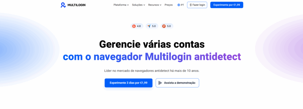 Imagem da página inicial do Multilogin