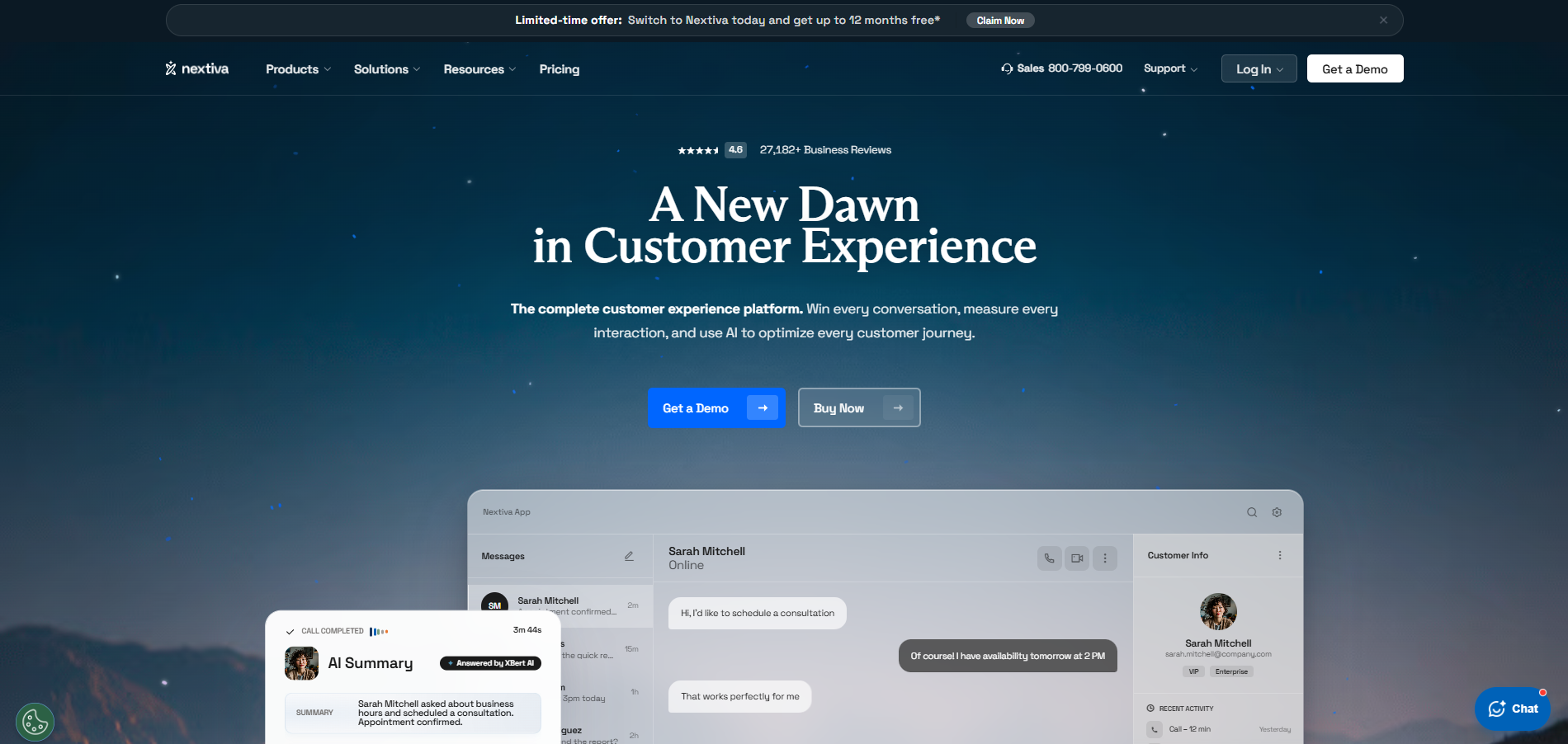 Nextiva - Website homepage