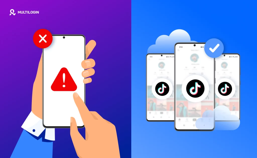 Celular na Nuvem Multilogin para uso do TikTok.