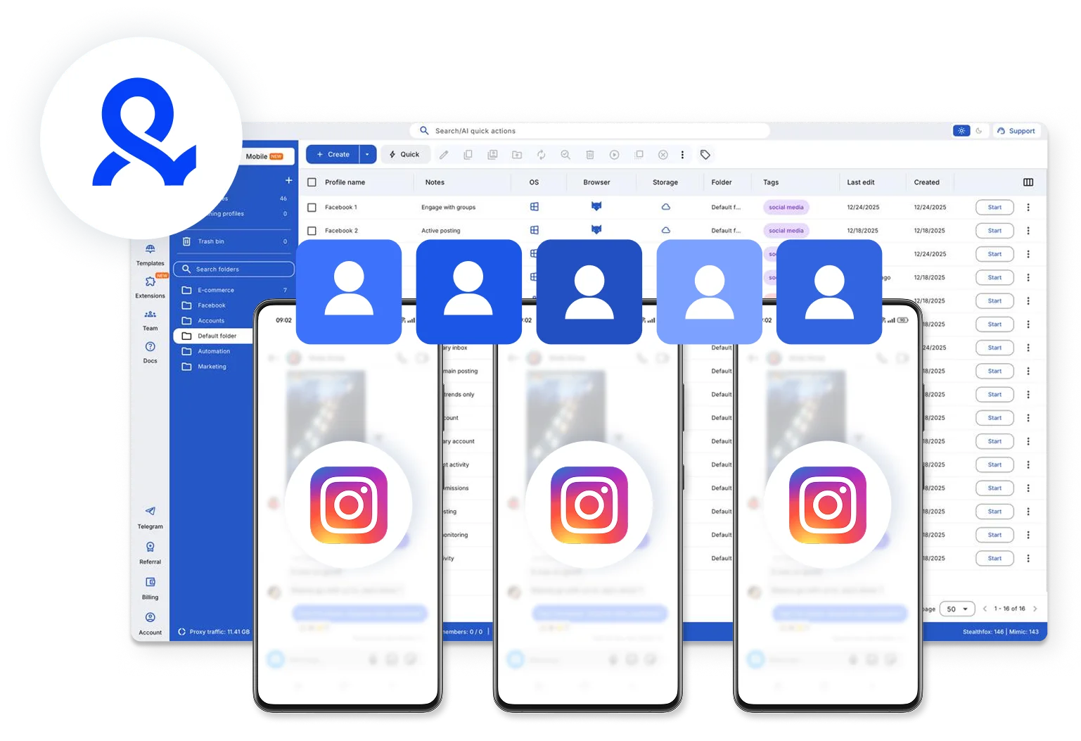 Командная работа с аккаунтами Instagram в Multilogin с распределением ролей и доступа