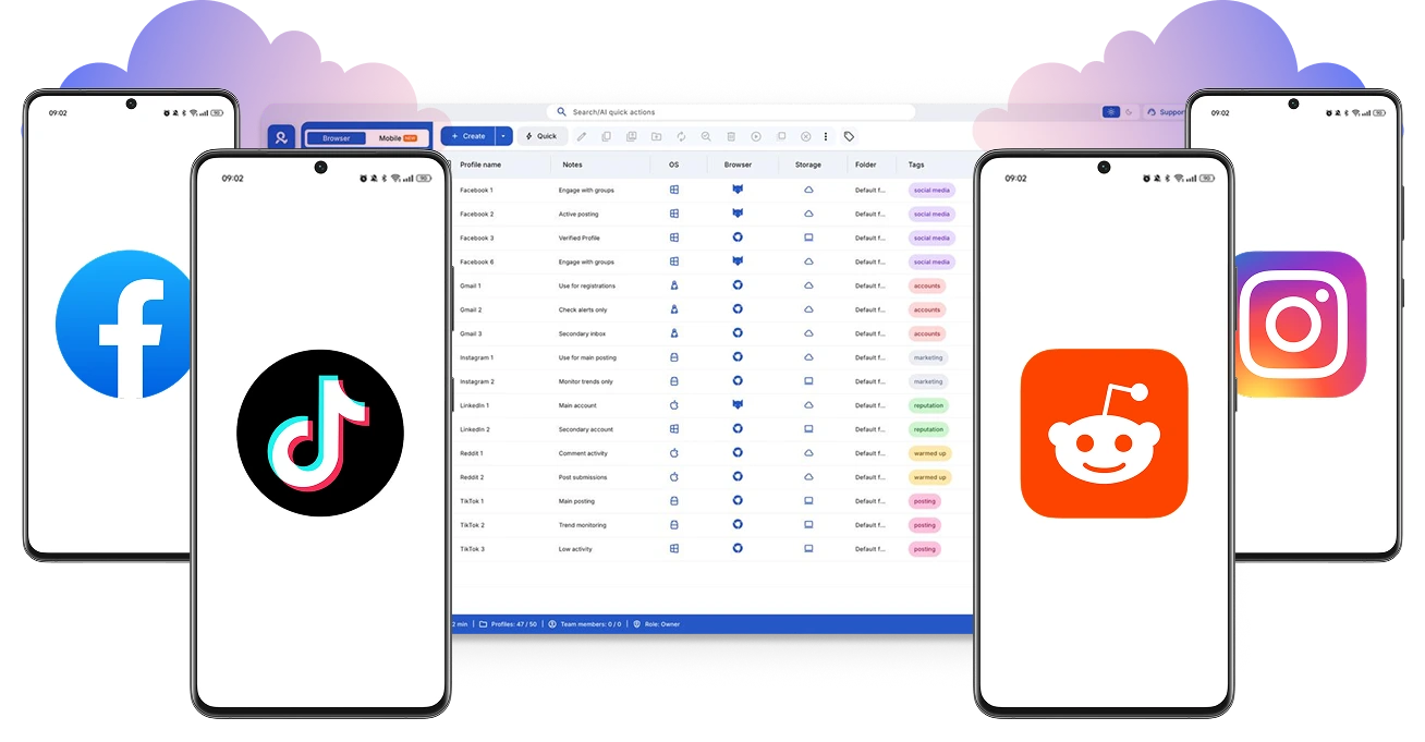 Control cloud phones from desktop with Multilogin