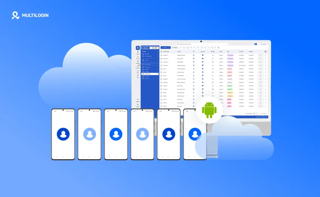 Облачные Android-телефоны на ПК в интерфейсе Multilogin для работы с мобильными приложениями