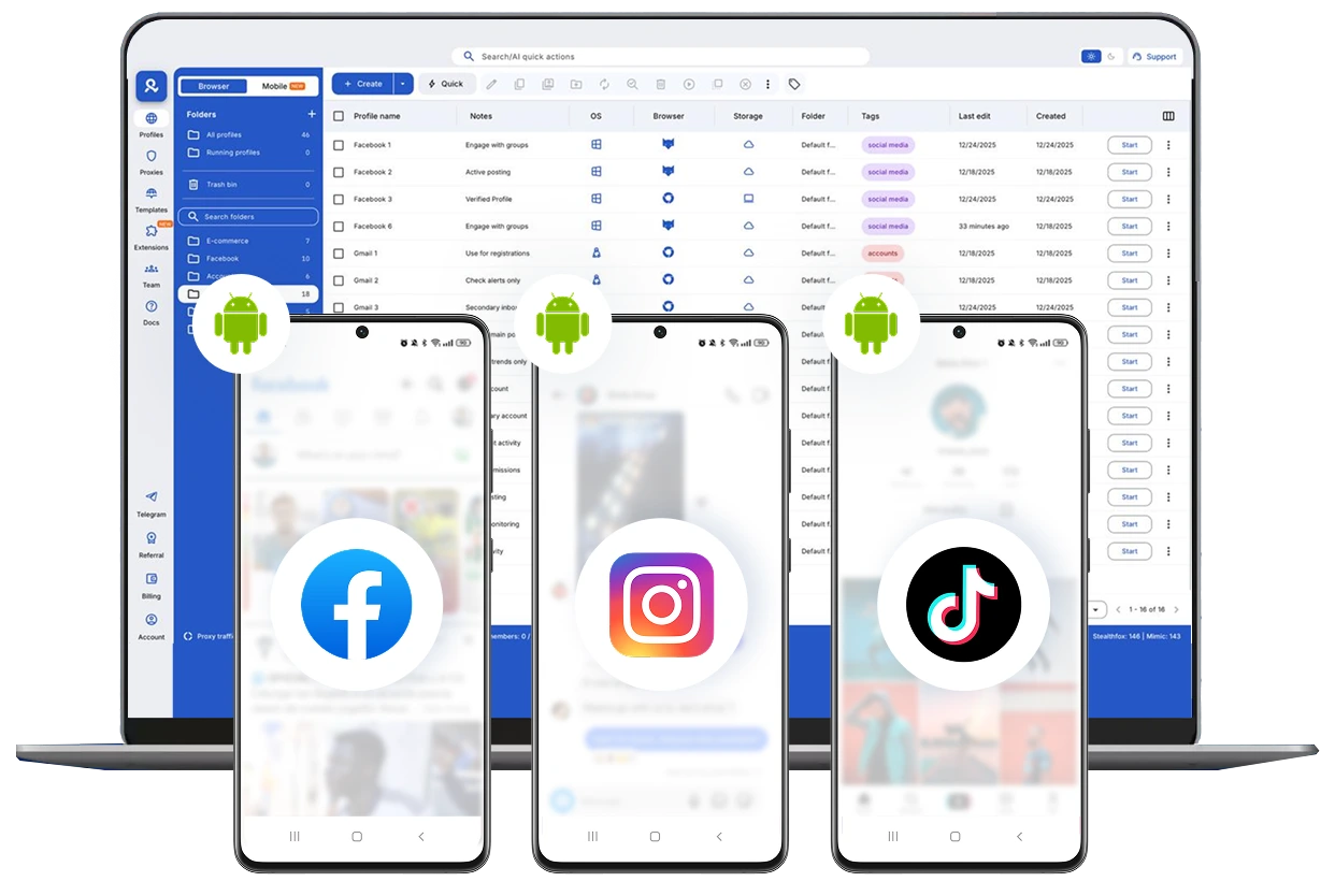 Manage multiple social media accounts from one device
