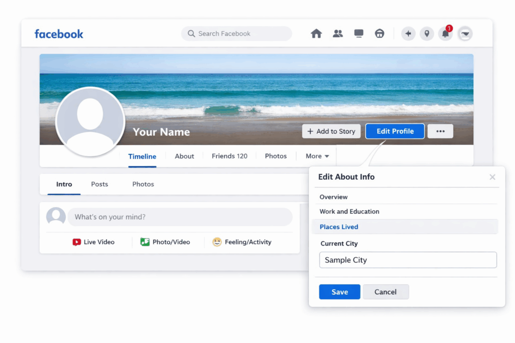 change location on facebook