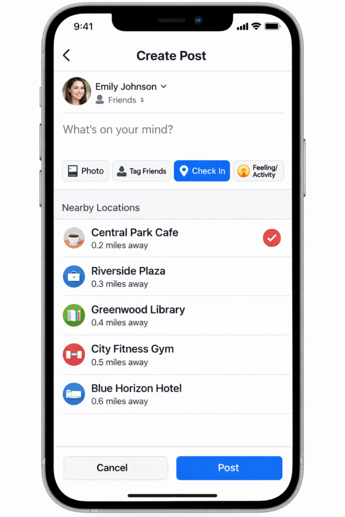 change facebook location on posts