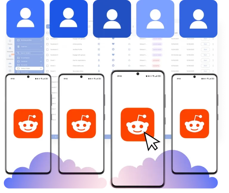 Bulk account creator interface displaying multiple accounts managed in isolated environments