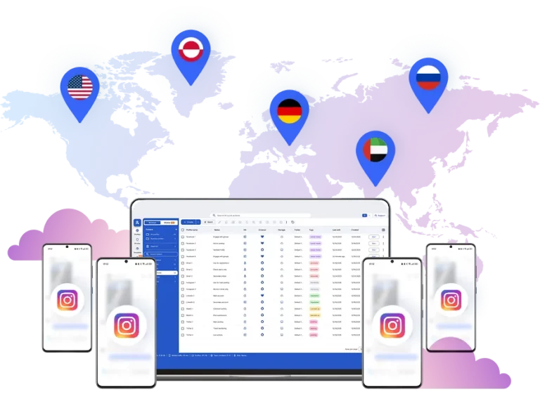Instagram marketing tool with cloud phones to increase reach and visibility across 150+ locations