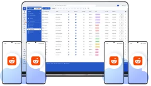 Multilogin Cloud Phones dashboard running multiple Reddit mobile apps on virtual Android devices.