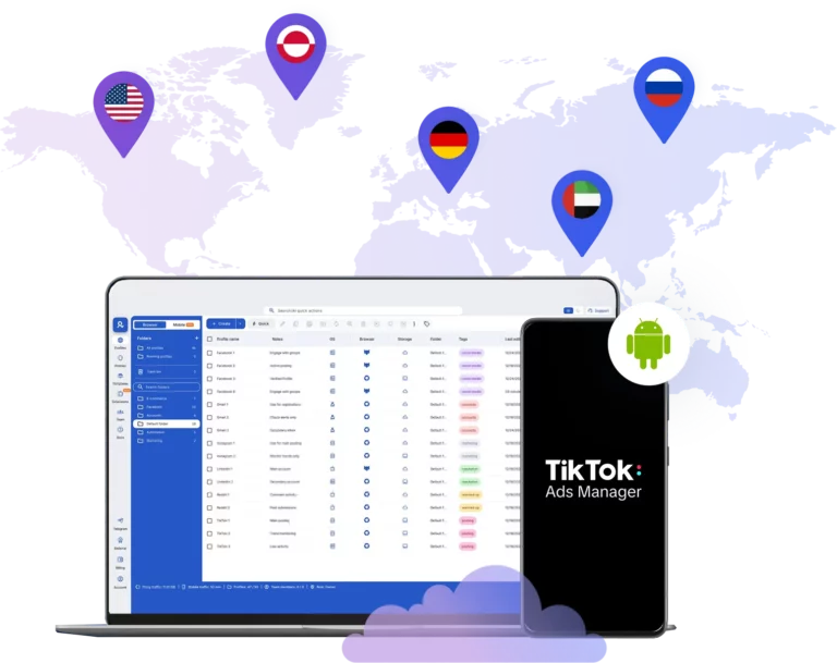 Manage TikTok ads accounts worldwide using Android cloud phones with Multilogin dashboard